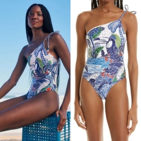 FARM Rio Other - NWT FARM Rio Anthropologie Swimsuit Bikini One Piece Blue White Medium